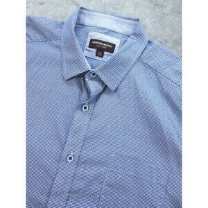 Johnson & Murphy Shirt Men's XXL 2XL Geometric Blue Long Sleeve Buttoned Down